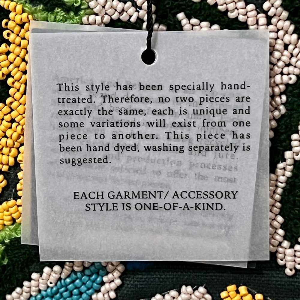 America & Beyond Beaded Evergreen Monstera Mini Tote - Picture 4 of 13